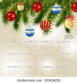 2015 New Year Calendar Vector Illustration 