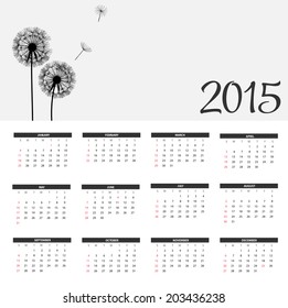 2015 New Year Calendar Vector Illustration 