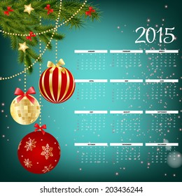 2015 New Year Calendar Vector Illustration 