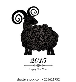 2015 new year card with black sheep. vector illustration 