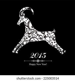2015 new year card with goat. vector illustration 