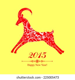 2015 new year card with goat. vector illustration 