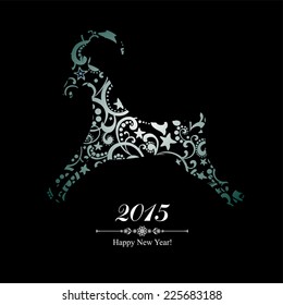 2015 new year card with goat. vector illustration 