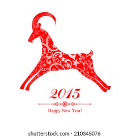 2015 new year card with red goat. vector illustration 