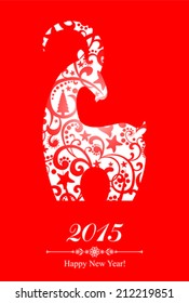 2015 new year card with red goat. vector illustration 