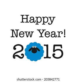 Tarjeta de Año Nuevo 2015 con ovejas. ilustración vectorial