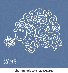 2015 new year card with sheep. vector illustration