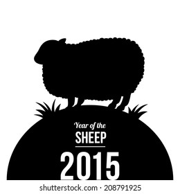 2015 New year card with sheep silhouette. Vector illustration.