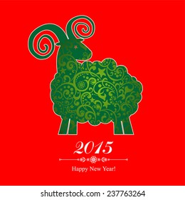 2015 new year card with sheep. vector illustration 