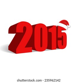 2015 New Year Christmas flat text with Santa hat 