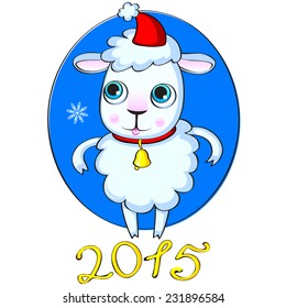 2015 new year with cute sheep. vector illustration