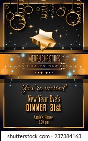 2015 New Year and Happy Christmas background for your flyers, invitation, party posters, greetings card, brochure cover or generic banners.