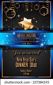 2015 New Year and Happy Christmas background for your flyers, invitation, party posters, greetings card, brochure cover or generic banners.