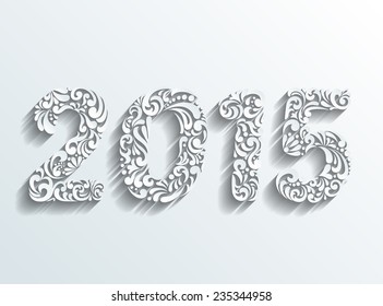 2015 New Year numbers stylish multicolor postcard template. Decorative unique font type style. Happy New Year holiday congratulation.