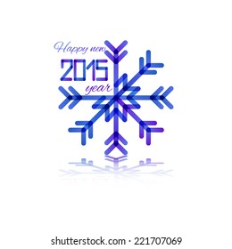 2015 new year vector card with  snowflake made from  gradient lines 
