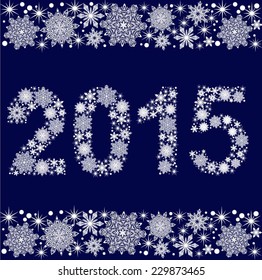 2015 New Year vector card with snowflakes