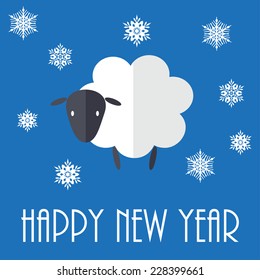 2015 New Year vector illustration with cute sheep