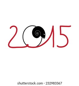 2015 New year white background with a sheep.