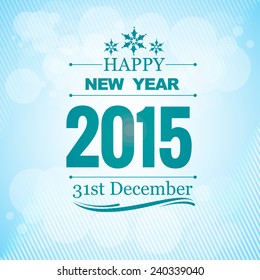 2015 new year wishes design in blue color with light transparent circles at the back