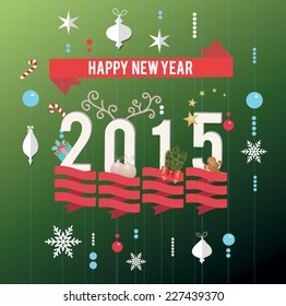 2015 New Years background with gift. Vector.