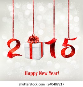 Antecedentes de Año Nuevo 2015 con regalo. Vector. 
