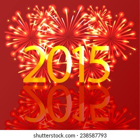 2015 New Year's fireworks , vector illustration