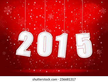 2015 New Years on the red Christmas background. Vector EPS10.