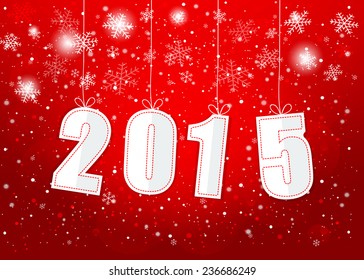 2015 New Years on the red Christmas background. Vector EPS10.
