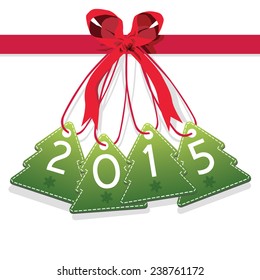 2015 number hanging on red ribbons