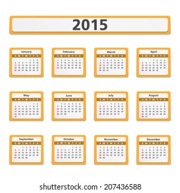 2015 orange calendar, vector eps10 illustration