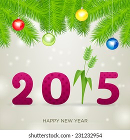 2015 pink with flower adn christmas tree branch