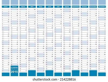 2015 planning in spanish. 2015 calendar