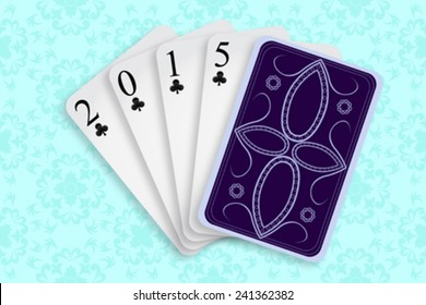 2015 playing cards against white background, abstract vector art illustration; image contains transparency