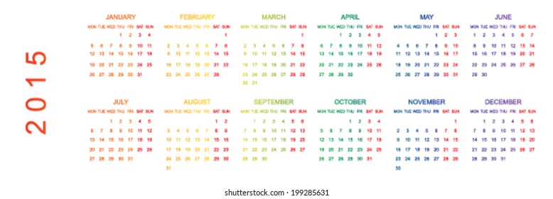 2015 Rainbow Planner Calendar