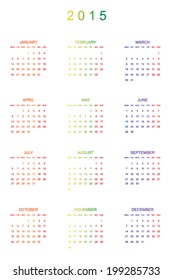 2015 Rainbow Planner Calendar