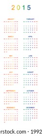 2015 Rainbow Planner Calendar