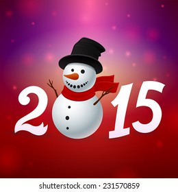 2015 red background with snowman