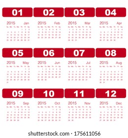 2015 red calendar Minimal Design