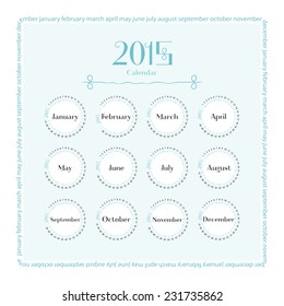 2015 round calendar. Vector illustration.