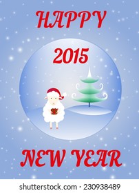 2015 Sheep in christmas tree decoration Christmas and New Year Background 