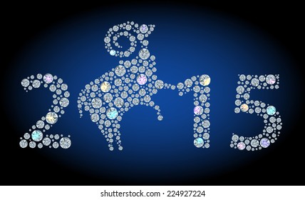 2015 shiny diamond number with sheep, symbol of the year