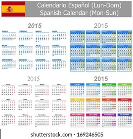 2015 Spanish Mix Calendar Mon-Sun on white background