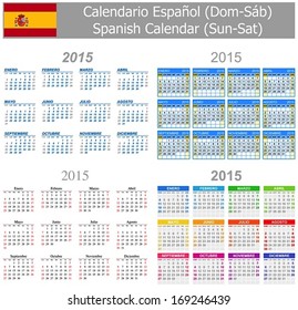 2015 Spanish Mix Calendar Sun-Sat on white background