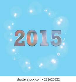 2015 Text with colorful star on a blue background