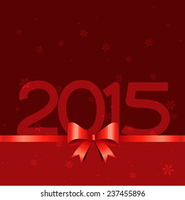 2015 texto con diseño de cinta de regalo rojo