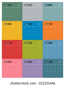 2015 Turkish Calendar in vector