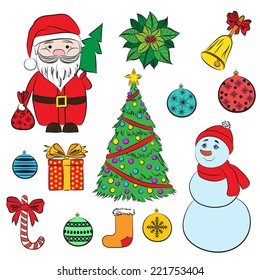 2015 Vector set Christmas and New Year's decorative elements. Suitable for various designs, invitation, thank you card, wrapping paper pattern and scrapbooking. Vector 10 EPS