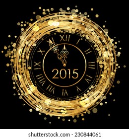 2015 - Vector shiny New Year Clock