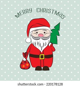 2015 Vector vintage invitation Merry Christmas and Happy New year with cute Santa Claus. Suitable for various designs, invitation, thank you card, save the date cards and scrapbooking.