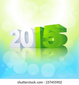 2015 written in perspective with green blue colors background